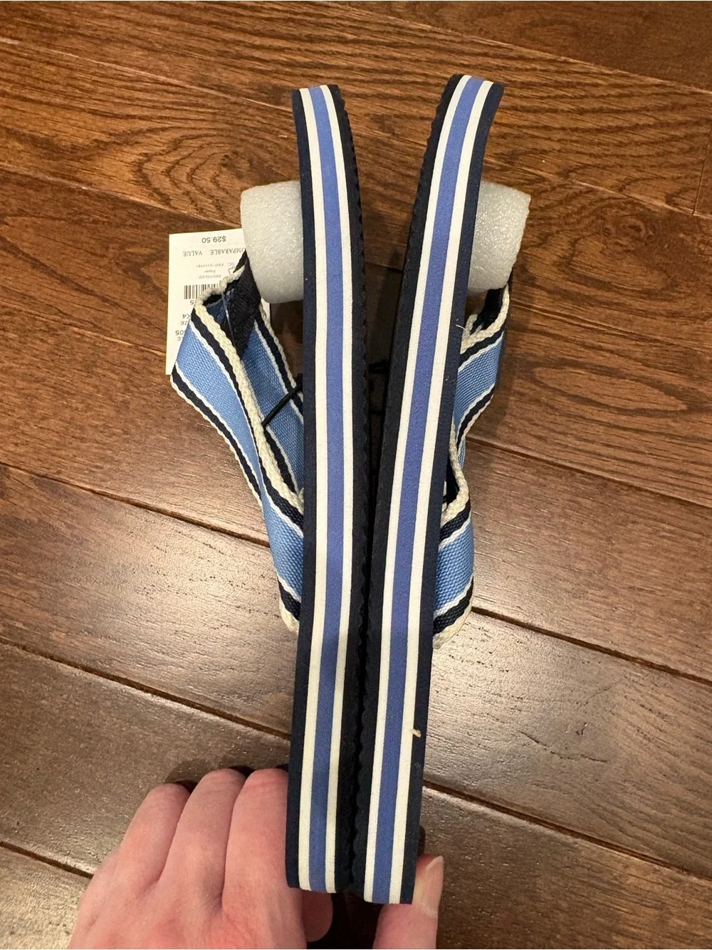 NWT Crewcuts by J.Crew Boys Stripe Flip Flop Sandals Navy Blue Size 4
